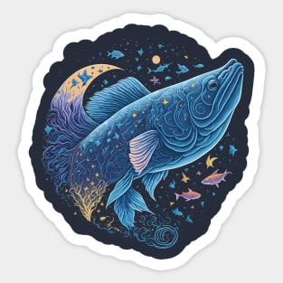 Fish in the Ocean at Night Time Sticker